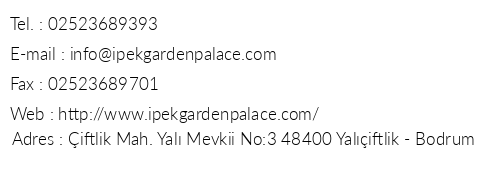 pek Garden Palace Residence telefon numaralar, faks, e-mail, posta adresi ve iletiim bilgileri
